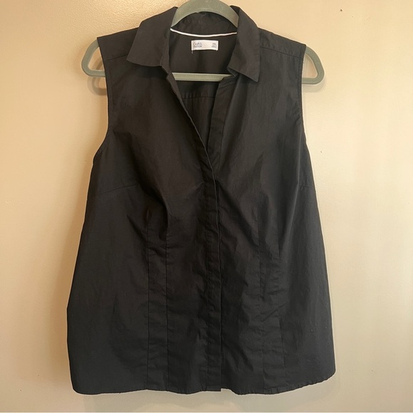 Croft & Barrow Sleeveless Black Button Down Cotton Blend Blouse Size XXL EUC - Picture 1 of 7